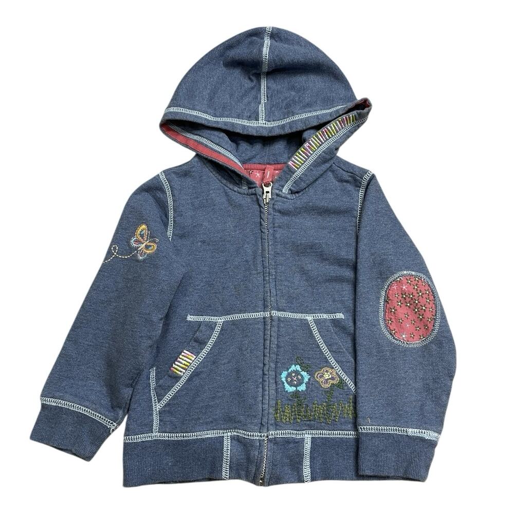 Baby Gap Size 4T Toddler Embroidered Hoodie Sweatshirt Woodsy Treehouse Owl Blue - Picture 2 of 4